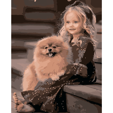 Картина по номерам 40*50 см YS-43544 Девочка и шпиц