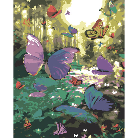 Картина по номерам 40*50 см YS-45309 Пёстрые бабочки над рекой