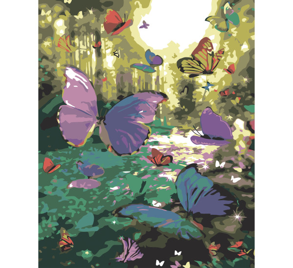 Картина по номерам 40*50 см YS-45309 Пёстрые бабочки над рекой