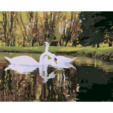 Картина по номерам 40*50 см YS-54800 Белые лебеди на пруду