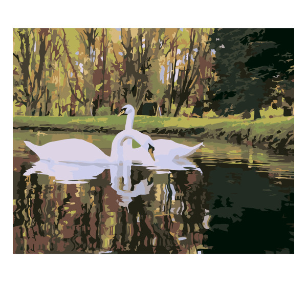 Картина по номерам 40*50 см YS-54800 Белые лебеди на пруду