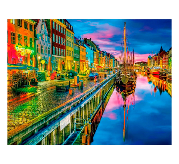 Алмазная картина 40*50  YS-49348 Ночной город Копенгаген