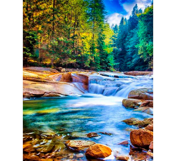 Алмазная картина 40*50  YS-50525 Речка в горах