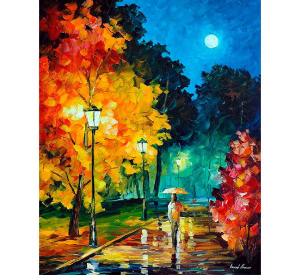 Алмазная картина 40*50  YS-44720 Осенний парк и фонарь