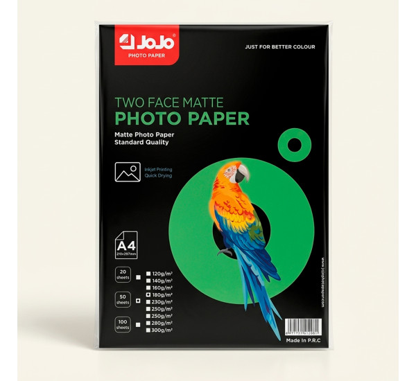 Фотобумага А-4 матовая 180 гр 50 шт (Jojo)