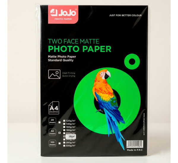 Фотобумага А-4 матовая 240 гр 50 шт (Jojo)