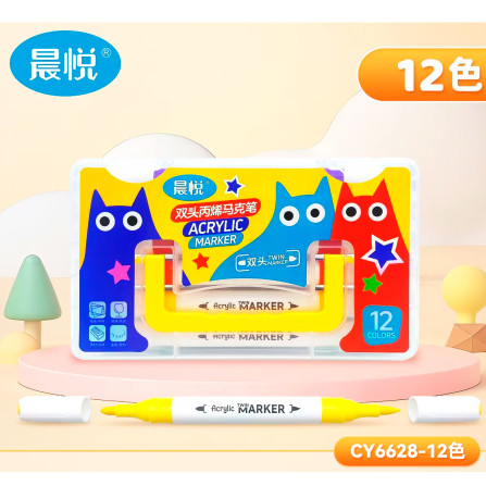 Маркеры акрил двухсторонние 12 цв 6628-12