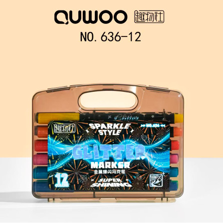 Маркеры с блестком 12 цв 636-12