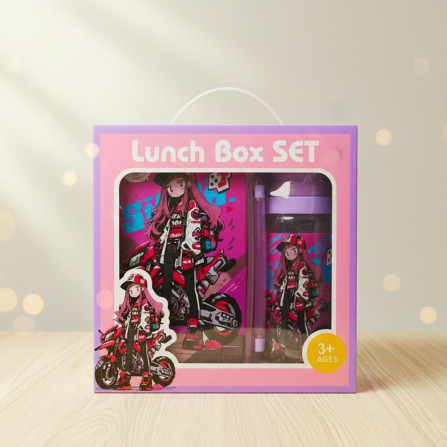 Бутылка для воды+ланчик Motorcycle Girl 2051