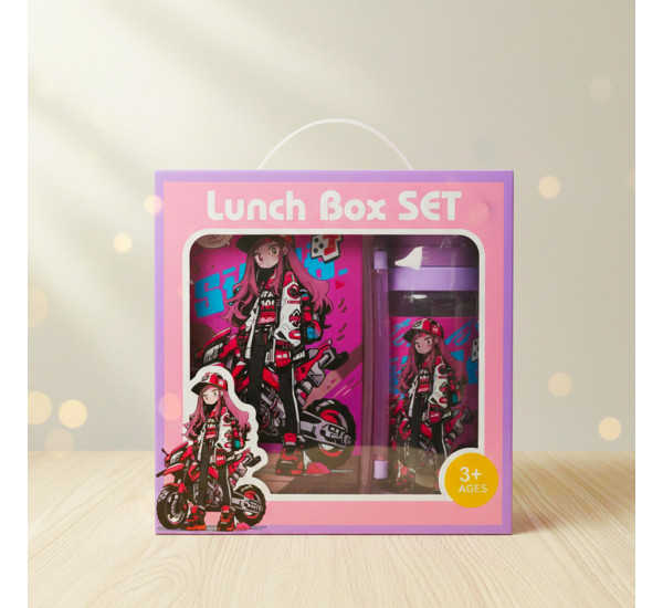Бутылка для воды+ланчик Motorcycle Girl 2051