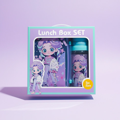 Бутылка для воды+ланчик Motorcycle Girl 2051