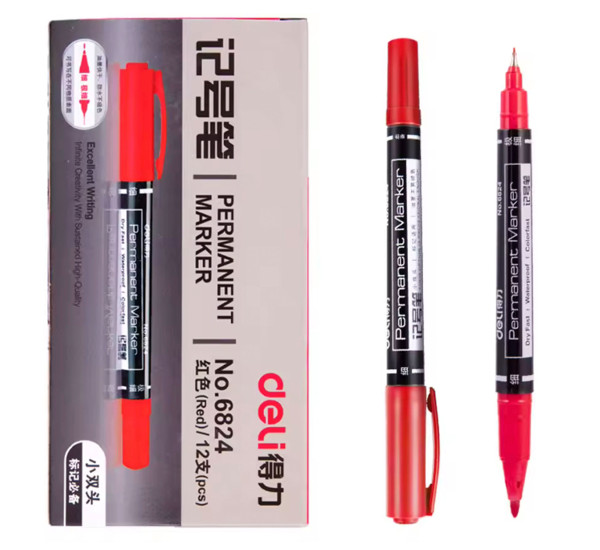 Маркер CD красный двухсторонний 6824 (Deli)