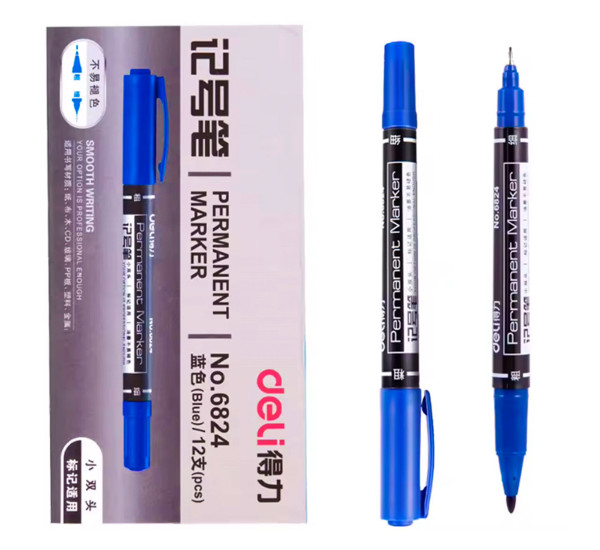 Маркер CD синий двухсторонний 6824 (Deli)