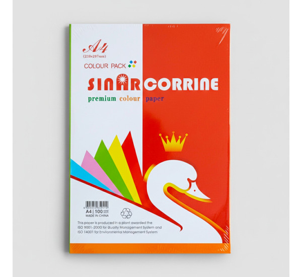 Бумага А-4  80 гр оранжевая 100 л. Sinar