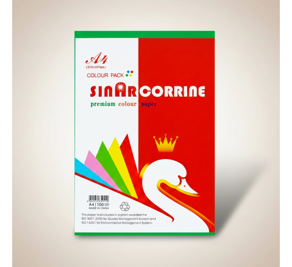 Бумага А-4  80 гр зеленая 100 л. Sinar