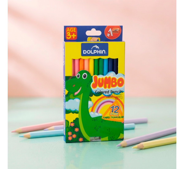 Карандаши цветные 12 цв. (Dolphin) JUMBO