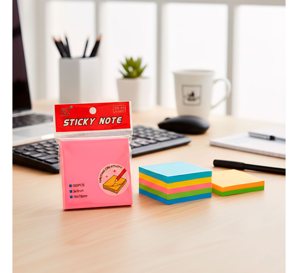 Стикер 3*3 100 л цветной неон GS-04