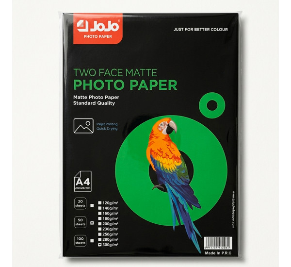 Фотобумага А-4 матовая 300 гр 50шт(Jojo)