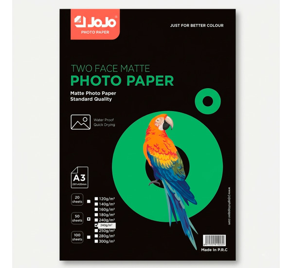 Фотобумага А-3 матовая 240 гр 50 шт (Jojo)