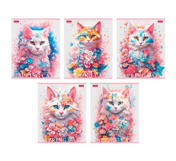 Тетрадь 48л А5ф клетка Весенний кот