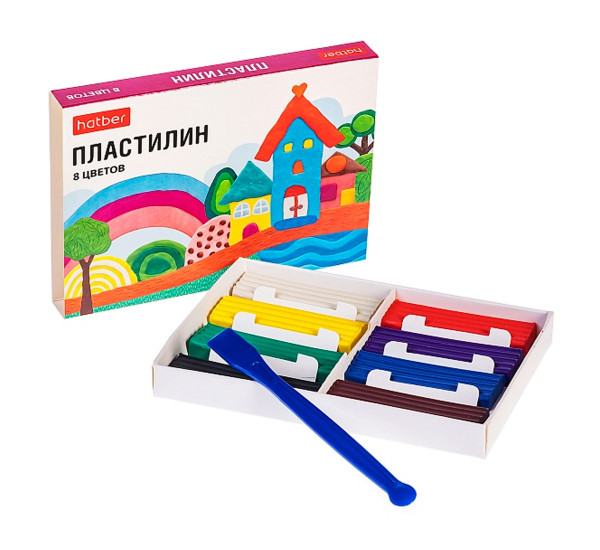 Пластилин 8 цв. 120г со стеком -Пластилиниум-