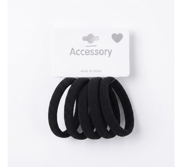 Набор резинок для волос "Accessory", по 6 шт., цвет чёрн., разм. больш.,